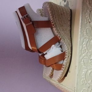 Ankle strap espandrille wedge sandals
